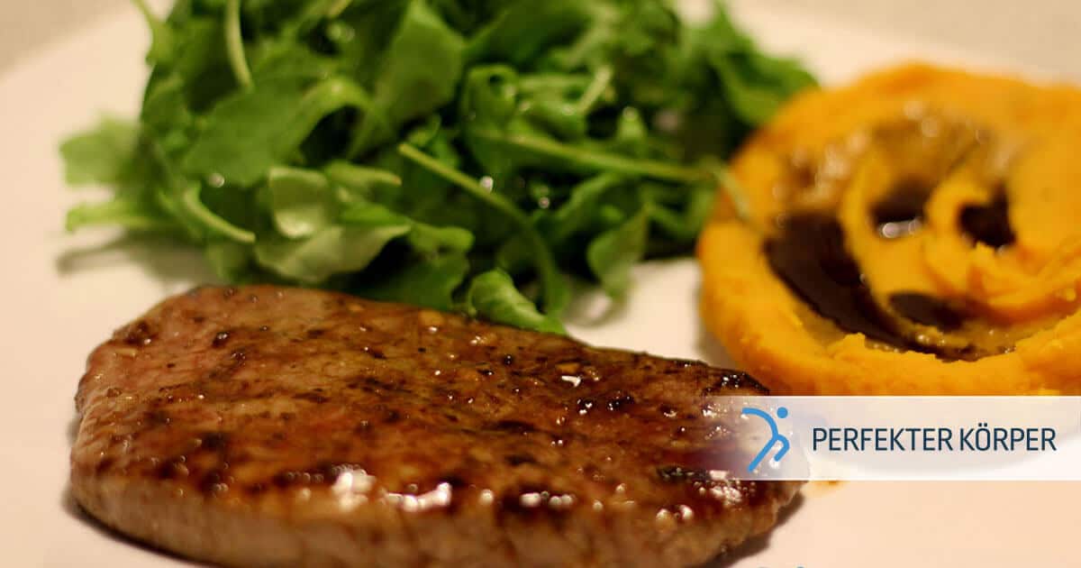 Kürbispüree mit Kalbsrückensteak - Perfekter Körper